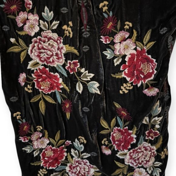 Johnny Was Camo Velvet Button Up Embroidered Blouse - Picture 3 of 6